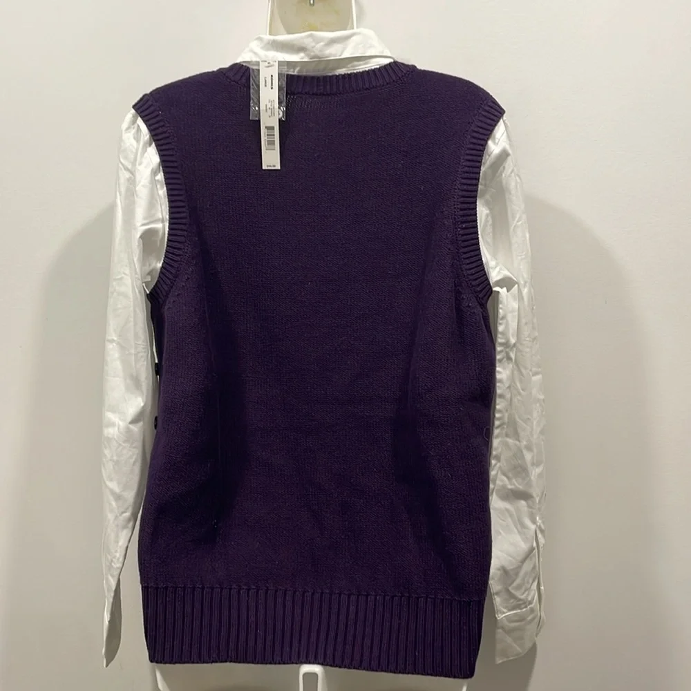 NWT Apt 9 white shirt with attached sweater vest - Picture 4 of 4
